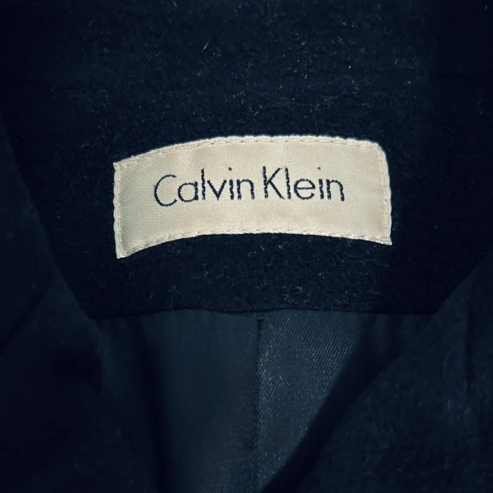 Vintage 1990s Calvin Klein 100% Merino Wool Single Breasted Walker Car Coat - 8 - Picture 3 of 15